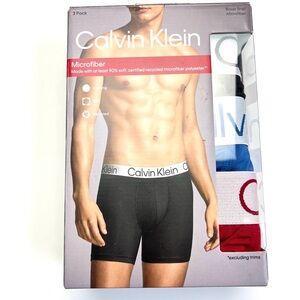 CALVIN KLEIN MICROFIBER 3-PACK Boxer Briefs Underwear Logo Waistband Sz XL